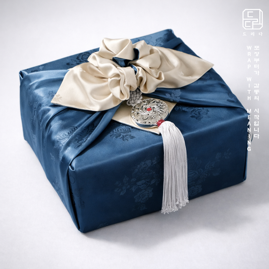 Floral Double Sided Bojagi (Deep Ivory / Emerald Teal)