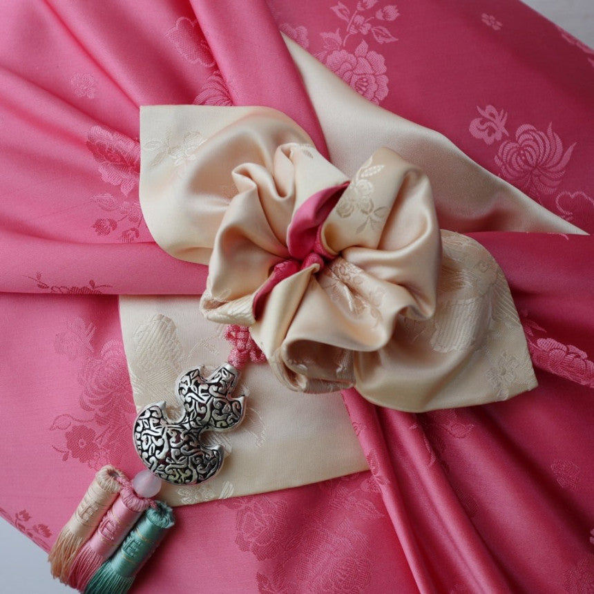 Floral Double Sided Bojagi (Deep Ivory / Pink)