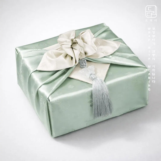Floral Double Sided Bojagi (Light Ivory / Duck egg blue)